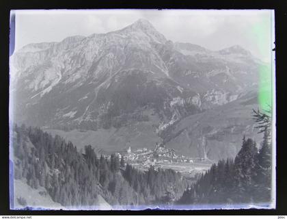 Ancienne photo négatif sur plaque de verre Splugen Sufers Andeer ou Rheinwald Suisse Les Grisons alte Foto vers 1900