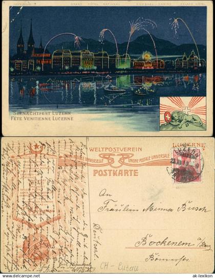 Ansichtskarte Luzern Lucerna Illumination - Seenachtfest 1910
