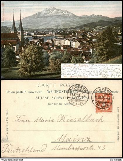Ansichtskarte Luzern Lucerna Panorama-Ansicht, Stadt-Ansicht 1905