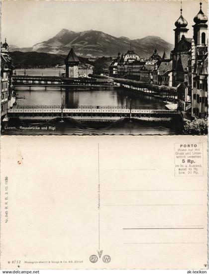 Ansichtskarte Luzern Lucerna Reussbrücke und Rigi 1962