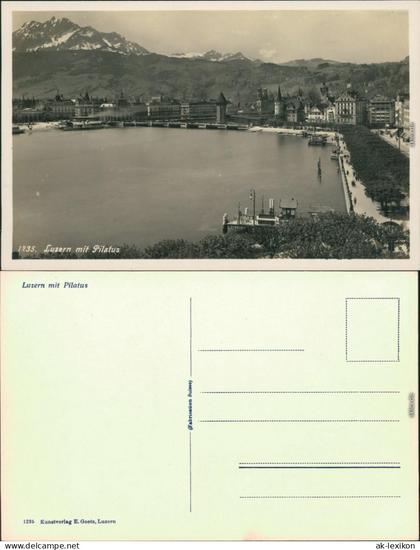 Ansichtskarte Luzern Lucerna Seebrücke mit Bergmassiv 1931