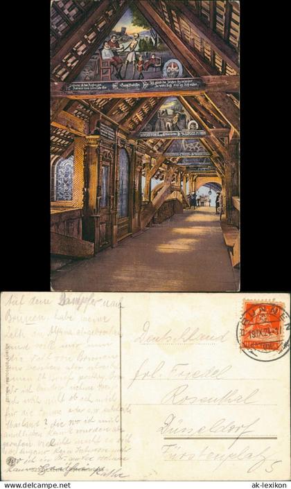 Ansichtskarte Luzern Lucerna Spreuerbrücke - Bemalung 1924