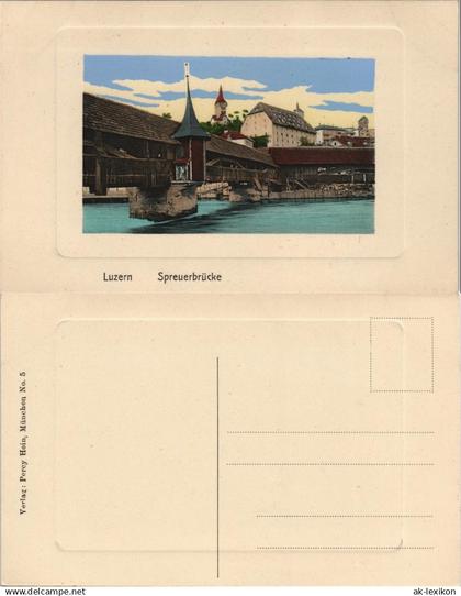 Ansichtskarte Luzern Lucerna Spreuerbrücke Brücken Ansicht 1920