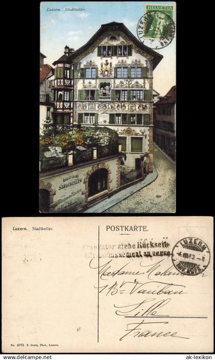 Ansichtskarte Luzern Lucerna Stadtteilansicht Partie am Stadtkeller 1910