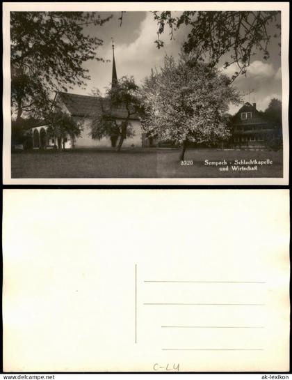 Ansichtskarte Sempach Sempach - Schlachtkapelle und Wirtschaft 1932