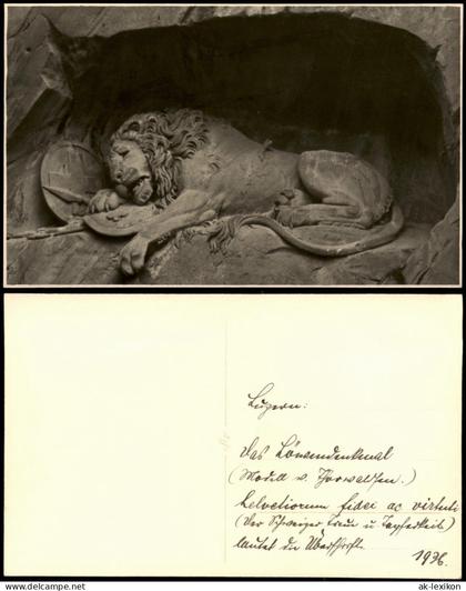 Foto Luzern Lucerna Löwendenkmal 1936 Privatfoto Foto