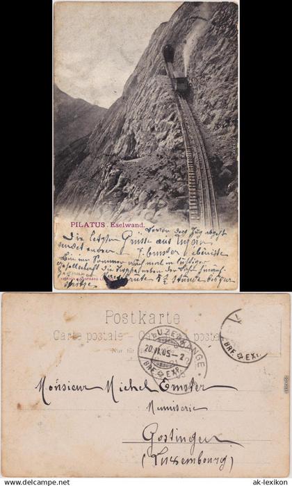 Luzern Lucerna Pilatusbahn - Eselwand Ansichtskarte  1905