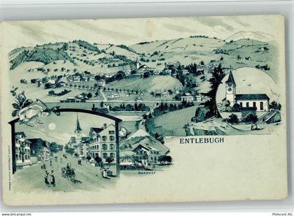 6162 Entlebuch 1903 BOAKC Lithographie/Mondschein Bahnhof Kirche Gebrauc... - 13702558