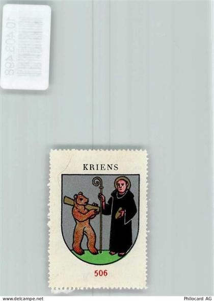 6010 Kriens - Vignette Wappen Kaffee Hag ca 1920-1940 Hl. Gallus Bär - 10408498