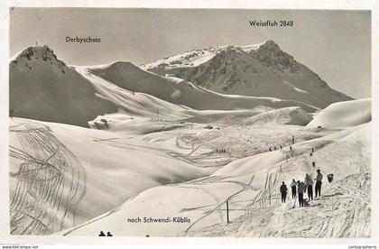 Switzerland postcard Parsennabfahrt Weissfluhjoch Kublis