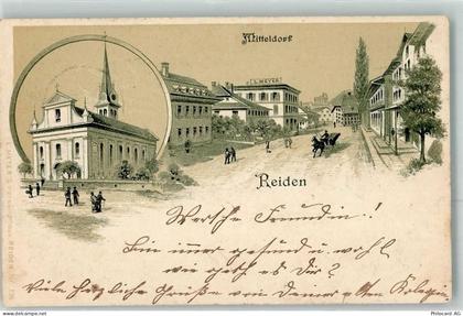 6260 Reiden 1901 Lithographie Mitteldorf Kirche Haus L. Meyer - 13616184