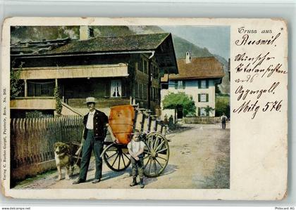 6017 Ruswil 1900 Gebrauchsspuren Hundekarren, AK - 13098272