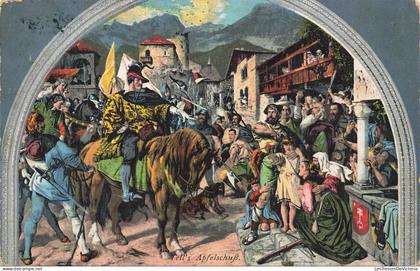 [-10%] SUISSE - Vierwaldstättersee - Tellskapelle - Tells Apfelschuss - Wandgemälde - Dr Stückelberg - Carte postale anc