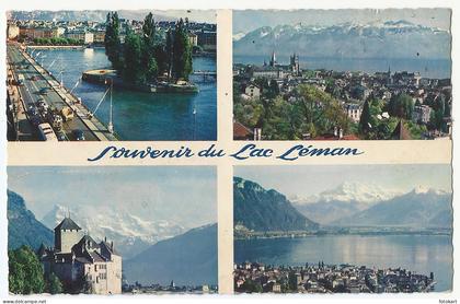 Lake Geneva-Lac Léman Switzerland, Souvenir PC, 4 Views