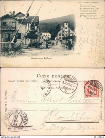 Ansichtskarte Geneveys-sur-Coffrane Straße Bahnübergang Hotels Val-de-Ruz 1902