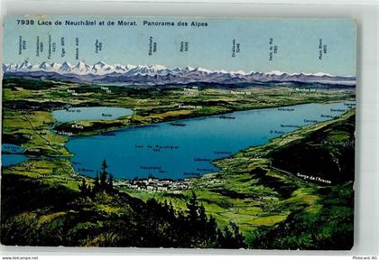 2012 Auvernier 1917 - Landkarte Neuenburgersee Murtersee - 39695426