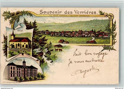 2126 Les Verrières 1904 BOAKC Lithographie College Eglise - 13702276