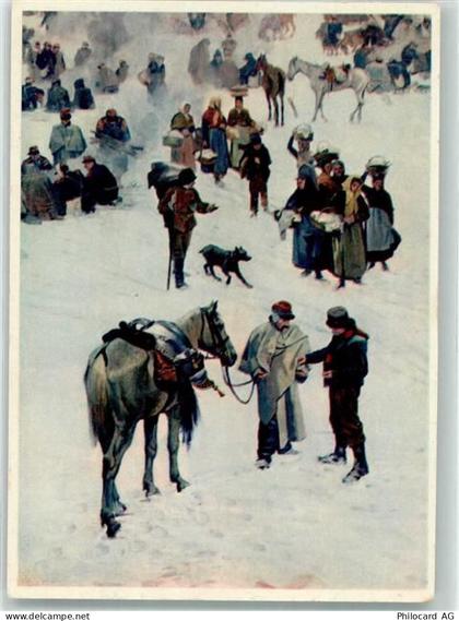 2126 Les Verrières Künstlerkarte sign. Castres von Genf Winter Vorüberzi... - 39700693