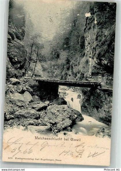 6074 Giswil 1903 Foto AK Melchaaschlucht - 38221338