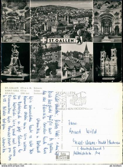 St. Gallen San Gallo / Sogn Gagl / St-Gall Mehrbild-AK 7 Foto-  1955