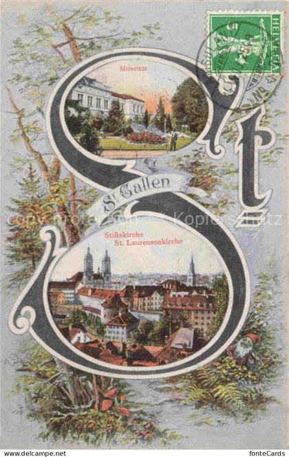 St Gallen SANKT GALLEN SG Museum Stiftskirche St. Laurenzenkirche Kuenstlerkarte