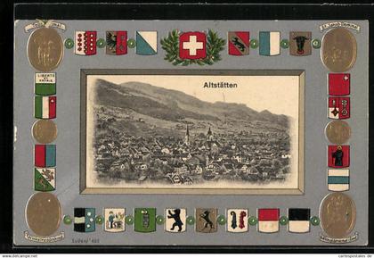 AK Altstätten, Gesamtansicht, Wappen der Kantone