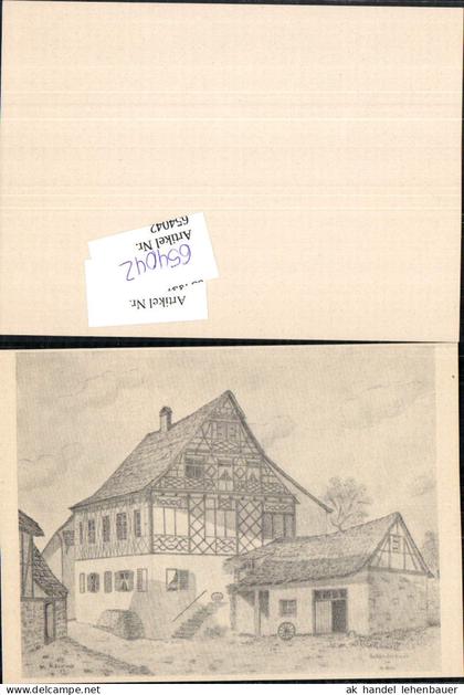 654042,Künstler AK W. Brütsch Hofen Holländerhaus Bauernhof Thayngen Kt. Schaffhausen