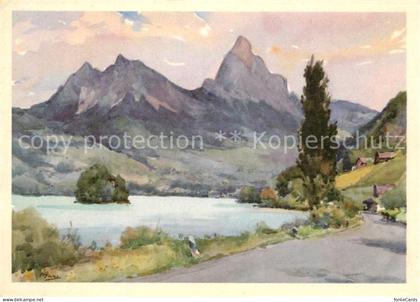 Lauerz Lauerzersee Kuenstlerkarte