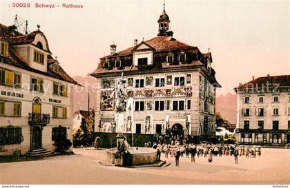 Schwyz SZ Rathaus Brunnen