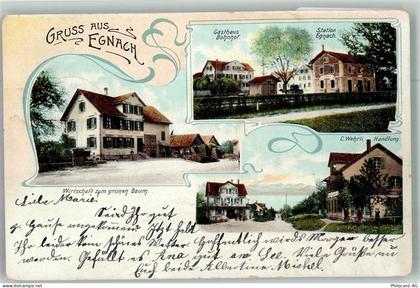 9322 Egnach 1907 Foto AK Gasthaus zum grünenBaum Gasthaus Bahnhof Handlu... - 13673215