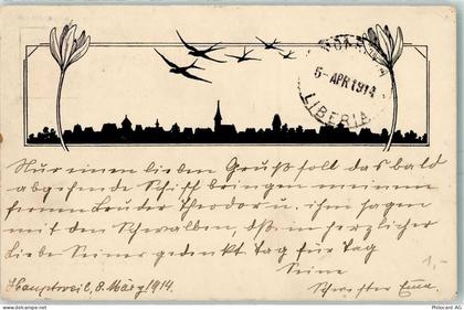 9213 Hauptwil 1914 - Schwalben über Stadtkulisse Ort handschriftlich - 10398328