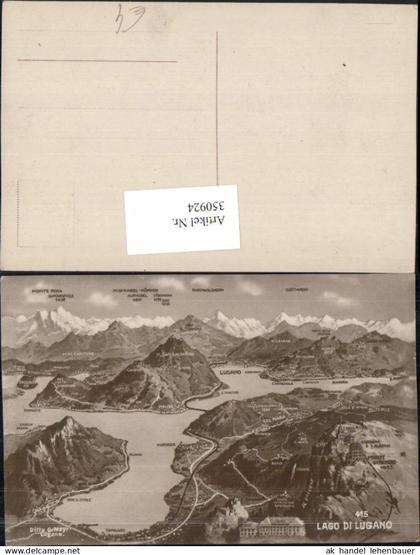 350924,Lago di Lugano aus d. Vogelschau Capolago Lugano Melide Kt Tessin