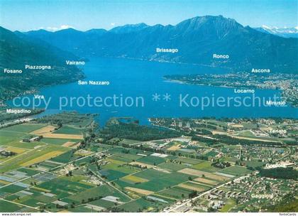 Locarno TI Fliegeraufnahme mit Ascona Minusio Teneto Gordola und Gaggiole