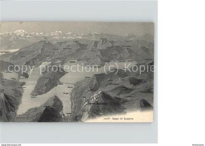 Lugano TI Gebietskarte Tessin Lago di Lugano Alpenpanorama Vogelperspektive