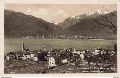 Vira-Gambarogno Locarno TI Lago-Maggiore Berge Schneeberge Dorf Kirche Haeuser G
