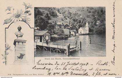 CPA-SUISSE-SWITZERLAND-Gruss aus BAUEN-Vierwaldstattersee