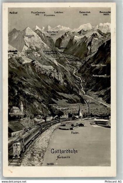 6454 Flüelen Foto AK Eisenbahn Gotthardbahn - 38194790