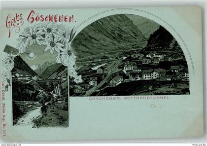 6487 Göschenen Lithographie Gotthardtunnel - 13470384