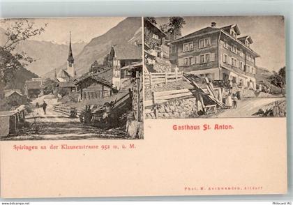 6464 Spiringen Foto AK Gasthaus St. Anton Kirche - 13597641
