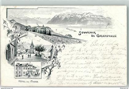 1091 Grandvaux Le Tronchet 1899 Künstlerkarte La Place Hotel du Monde - 13414474