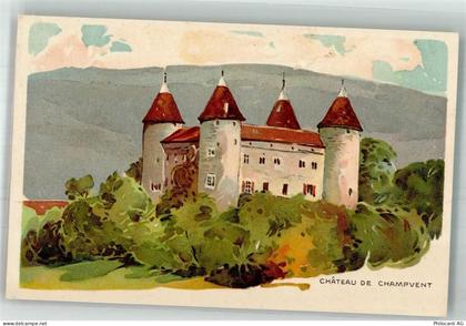 1443 Champvent Lithographie / Künstlerkarte Schloss Chateau de Champvent... - 10742208