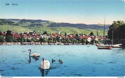 Burtigny ROLLE VD Genfersee Schwaene Segelboot Stadtansicht Weinberge Huegel Haf