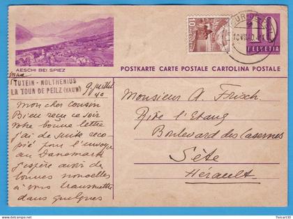 ENTIER POSTAL SUISSE - AESCHI BEI SPIEZ - TUTEIN - NOLTHENIUS - LA TOUR DE PEILZ (VAUD)