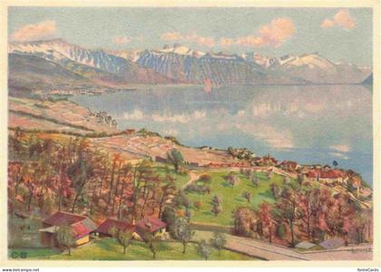 Rivaz Lavaux VD Vue panoramique et le Haut-Lac Kuenstlerkarte