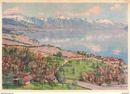 Rivaz Lavaux VD Vue panoramique et le Haut-Lac Kuenstlerkarte