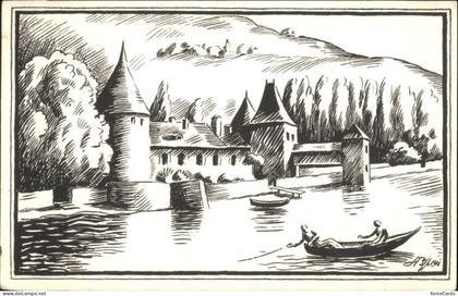 ROLLE  VD Rolle Schloss  Kuenstlerkarte