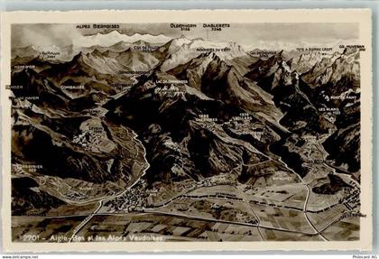 1880 Bex - Landkarte Aigle Ollon - 39699097