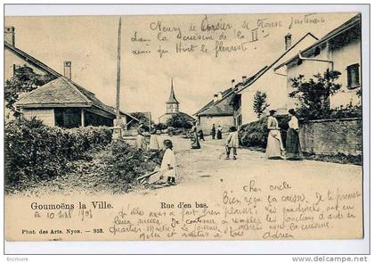 cpa GOUMOENS LA VILLE rue d´en bas jeux d´enfants ANIMEE photo des arts 933 - 1903 !!