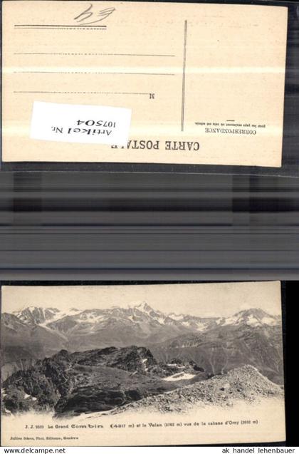 107504,Le Grand Combin et le Velan vus de la cabane d�Orny Kanton Wallis