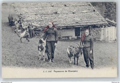 1874 Champéry Planachaux - Bauern, Ziegen - 50666037